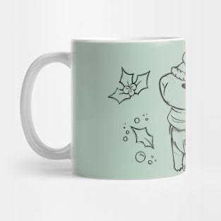 Christmas Capybara [Black Lines] Mug